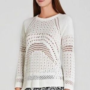 BCBGMaxAzria Jaycee Pointelle Raglan Pullover sweater off-white SIZE XS NEW chic